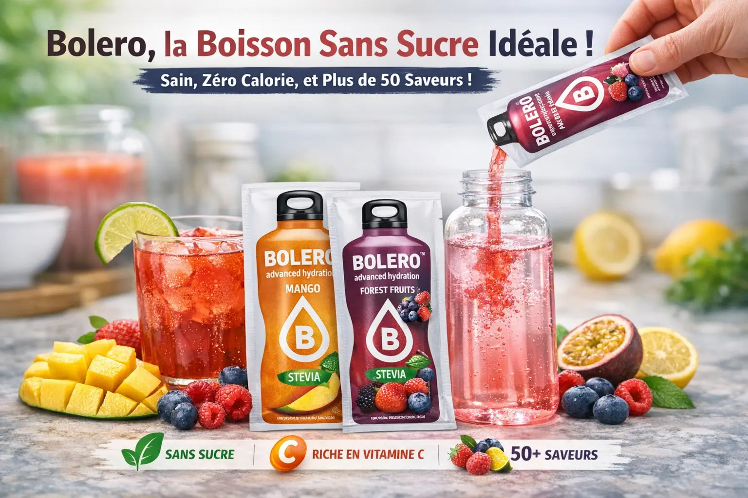 Boisson sans sucre Boléro : Des saveurs, composition et avantages de utilisation KISS NUTRITION