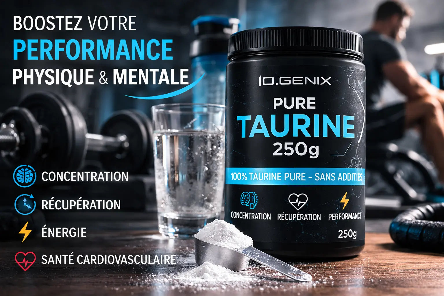 IO.Genix Pure Taurine 250g : Guide Complet sur ses Bienfaits et Utilisation KISS NUTRITION