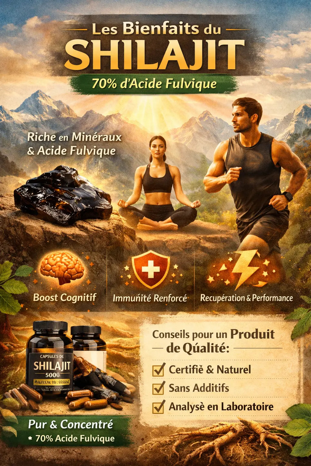 Shilajit Acide Fulvique : Bienfaits, Effets & Vitalité KISS NUTRITION