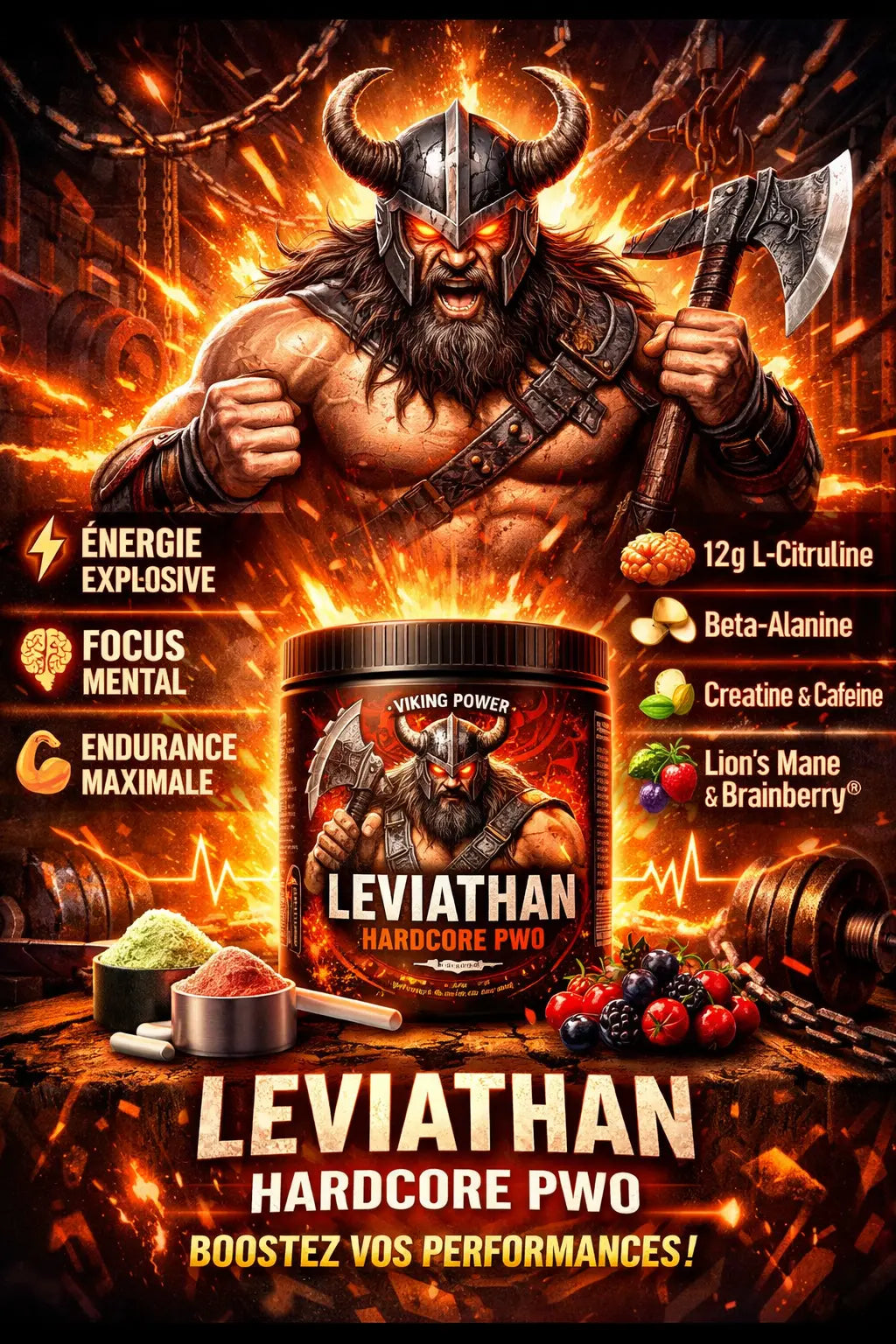 Viking Power Leviathan Hardcore PWO : Composition et Dosage KISS NUTRITION