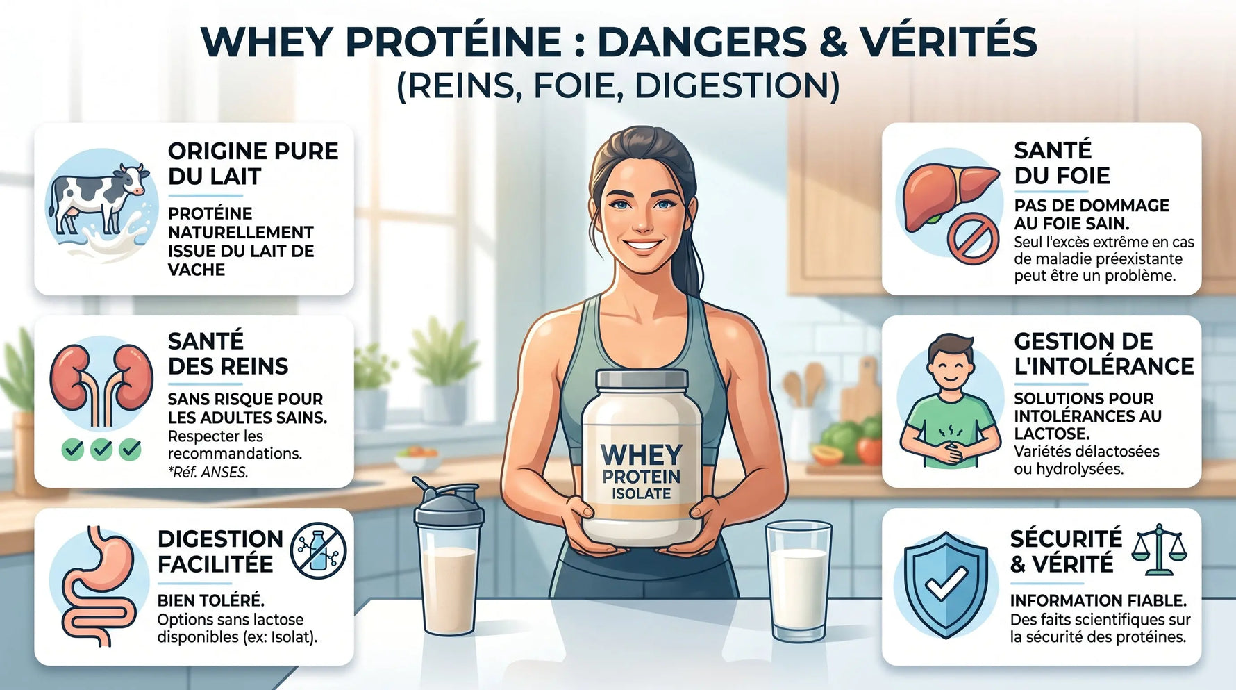 Whey — illustration de l'article sur les dangers pour les reins et le foie