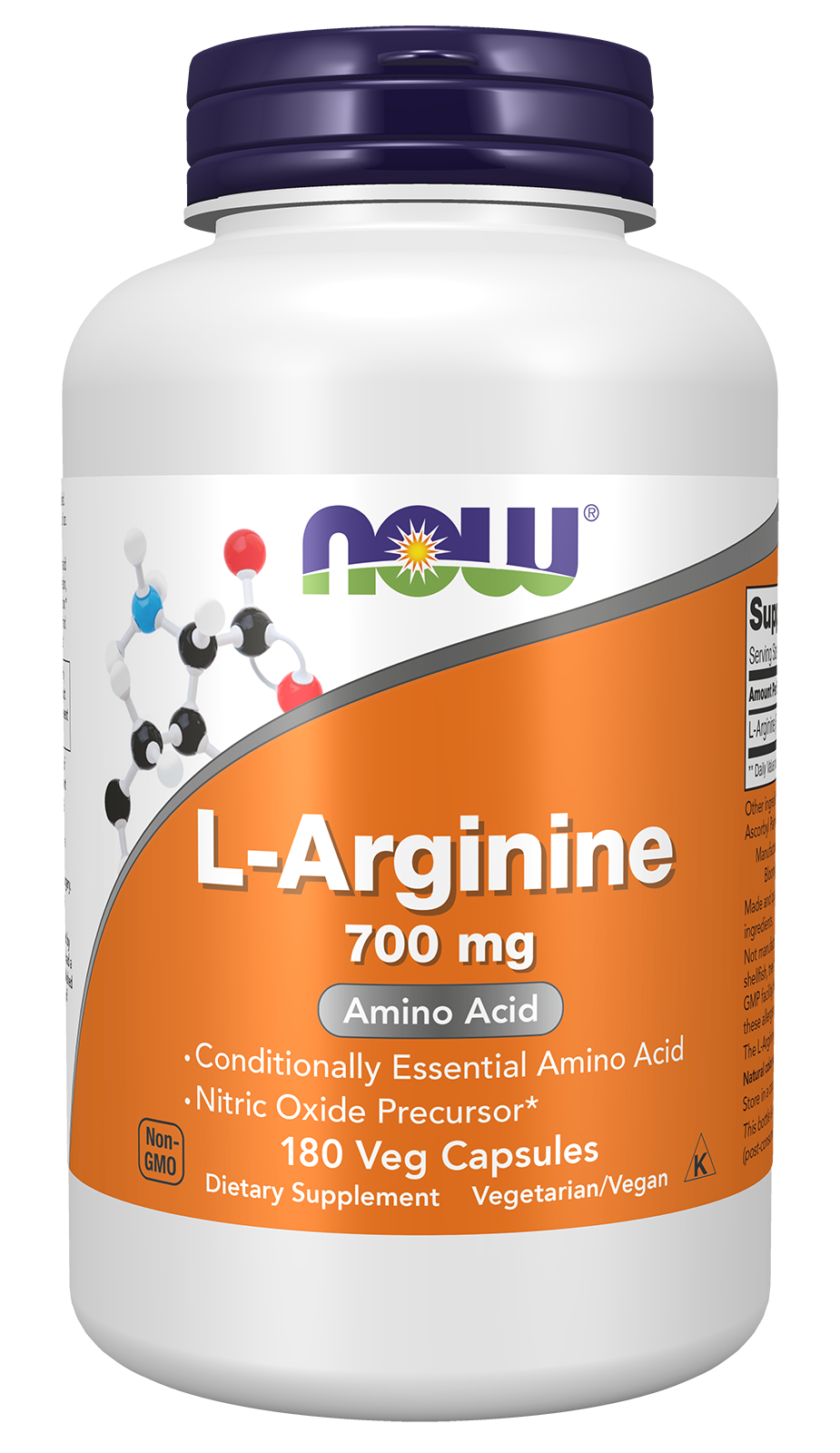 NOW Foods L-Arginine 700 mg, 180 gélules végétales