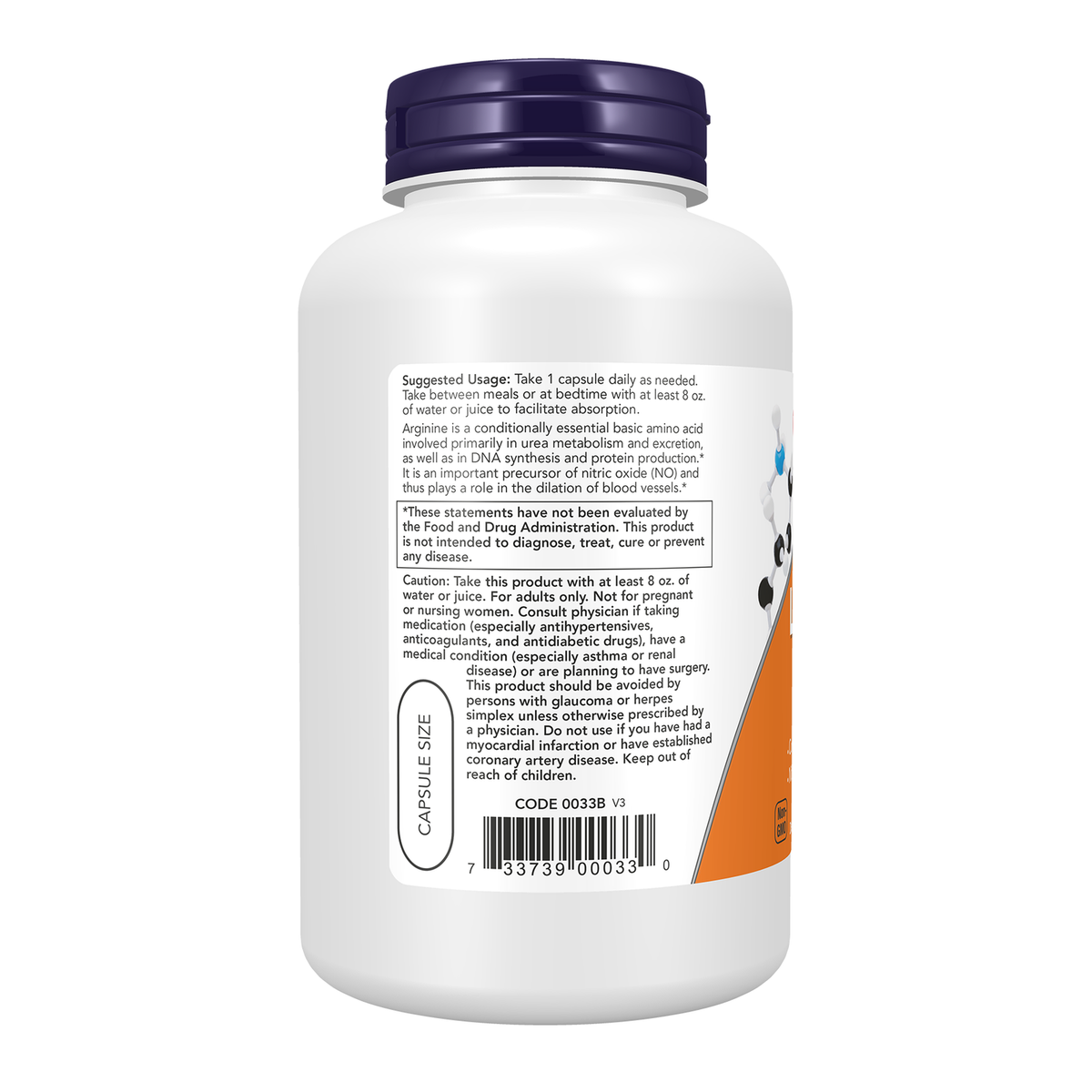 Now Foods L-Arginine 700 mg - vue de gauche