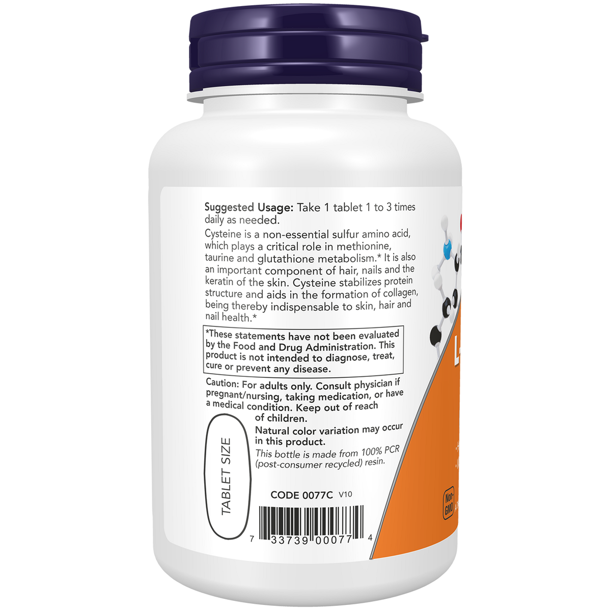 Now Foods L-Cystéine 500 mg - vue de gauche