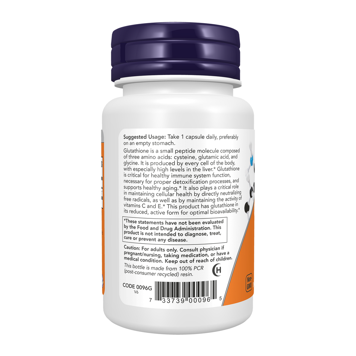 Now Foods Glutathion 250 mg - vue de gauche