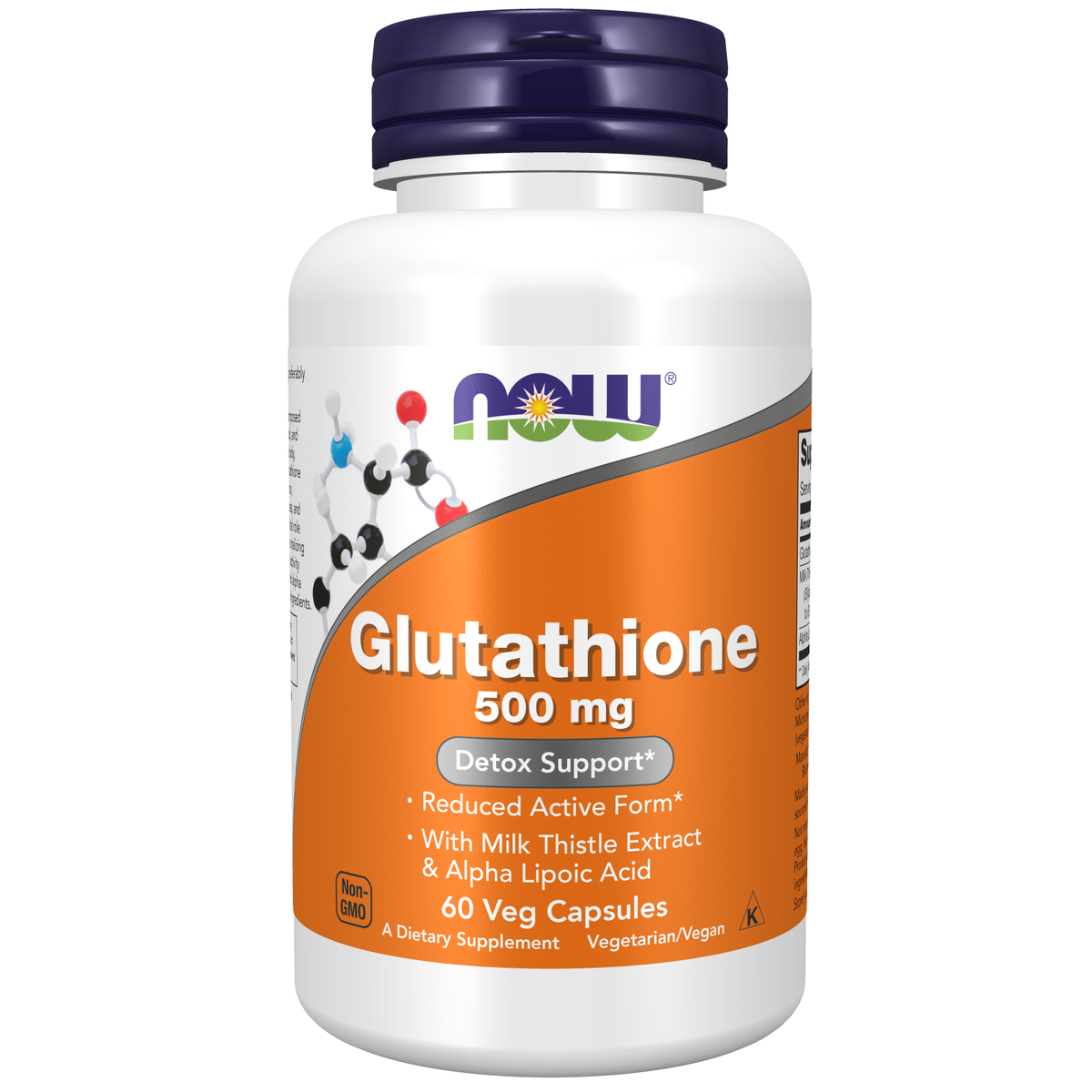 NOW Foods Glutathion 500 mg avec Chardon-Marie et Acide Alpha-Lipoïque — 60 gélules