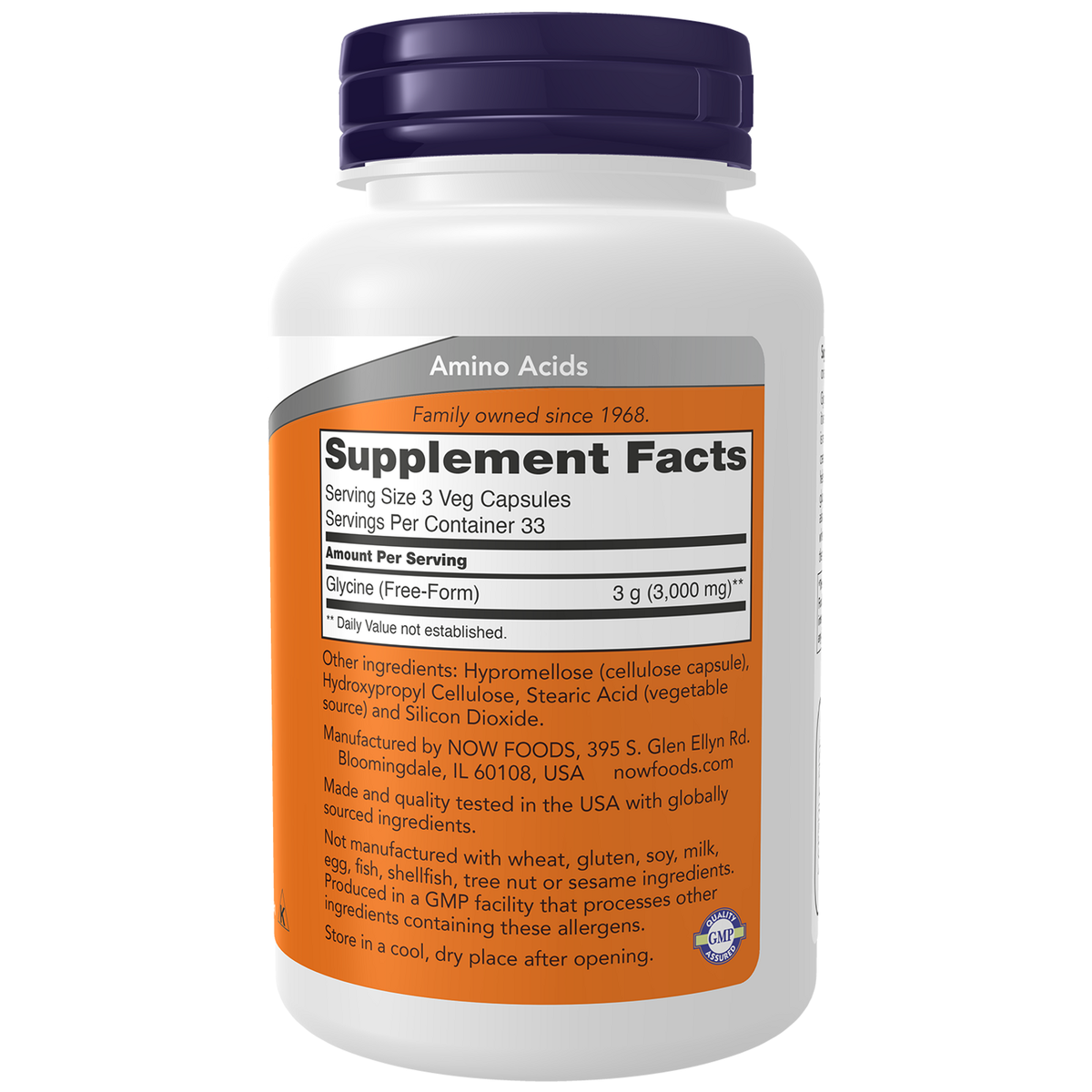 Now Foods Glycine 1000 mg gélules - vue de droite