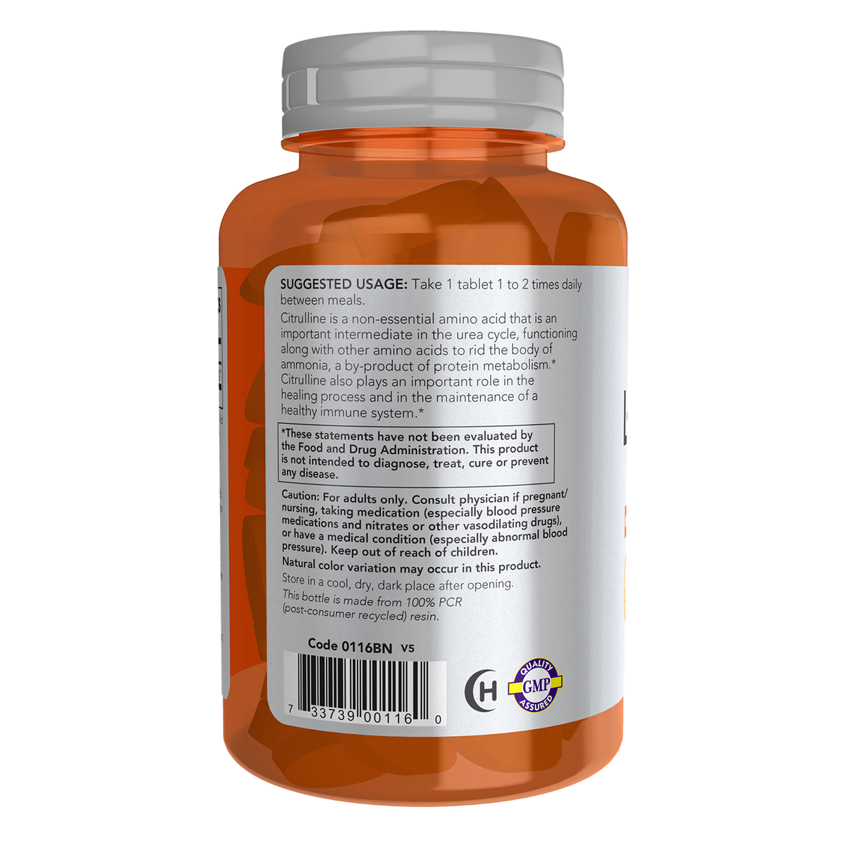 Now Foods L-Citrulline 1200 mg - vue de gauche