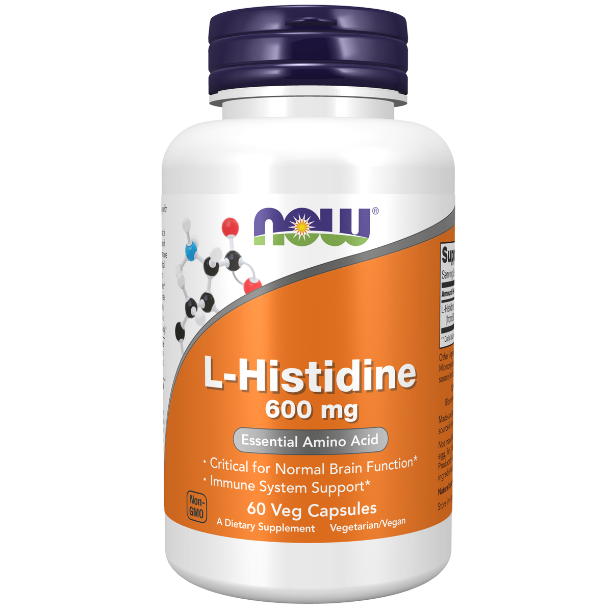 NOW Foods L-Histidine 600 mg, 60 gélules végétales