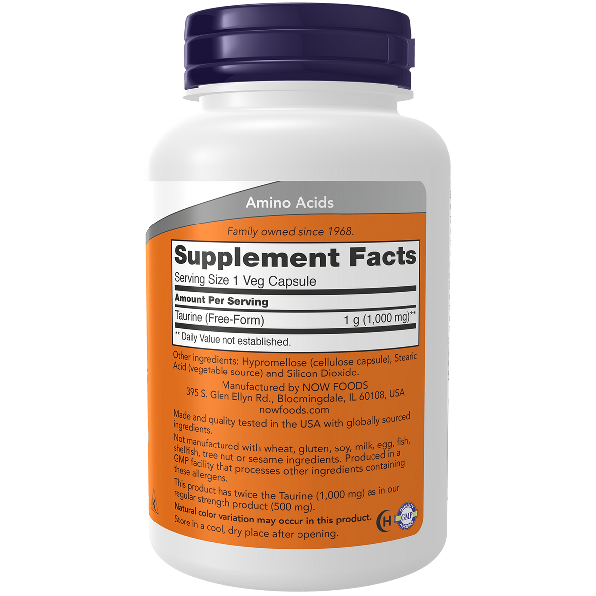 Now Foods Taurine 1000 mg - vue de droite