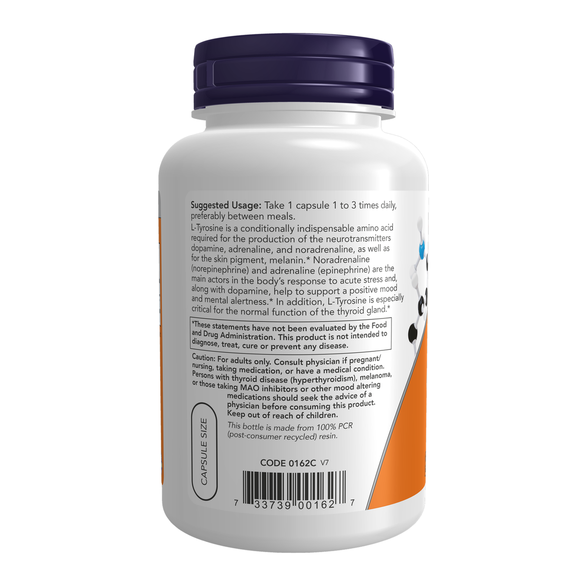 Now Foods L-Tyrosine 500 mg gélules - vue de gauche