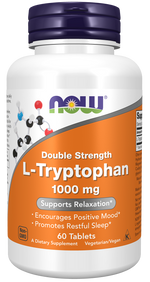 NOW Foods L-Tryptophane 1000 mg Double Strength, 60 comprimés