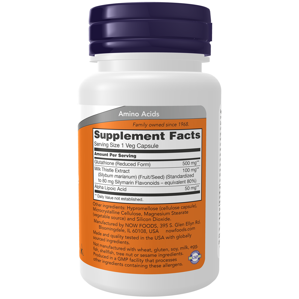 Now Foods Glutathion 500 mg chardon-marie - vue de droite