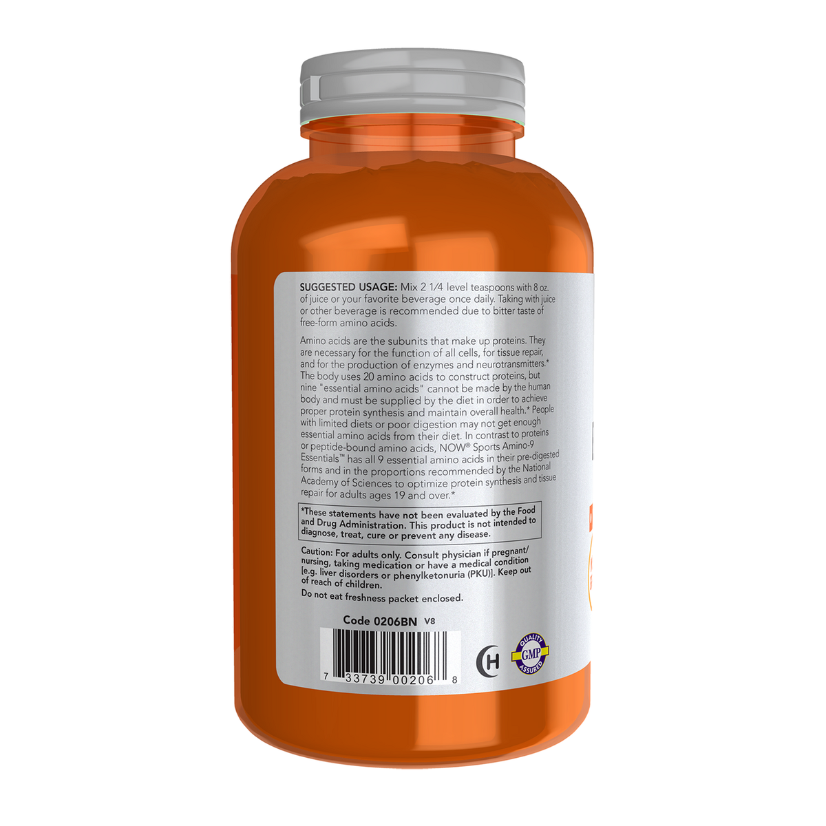 Now Foods Amino-9 Essentials en poudre - vue de gauche