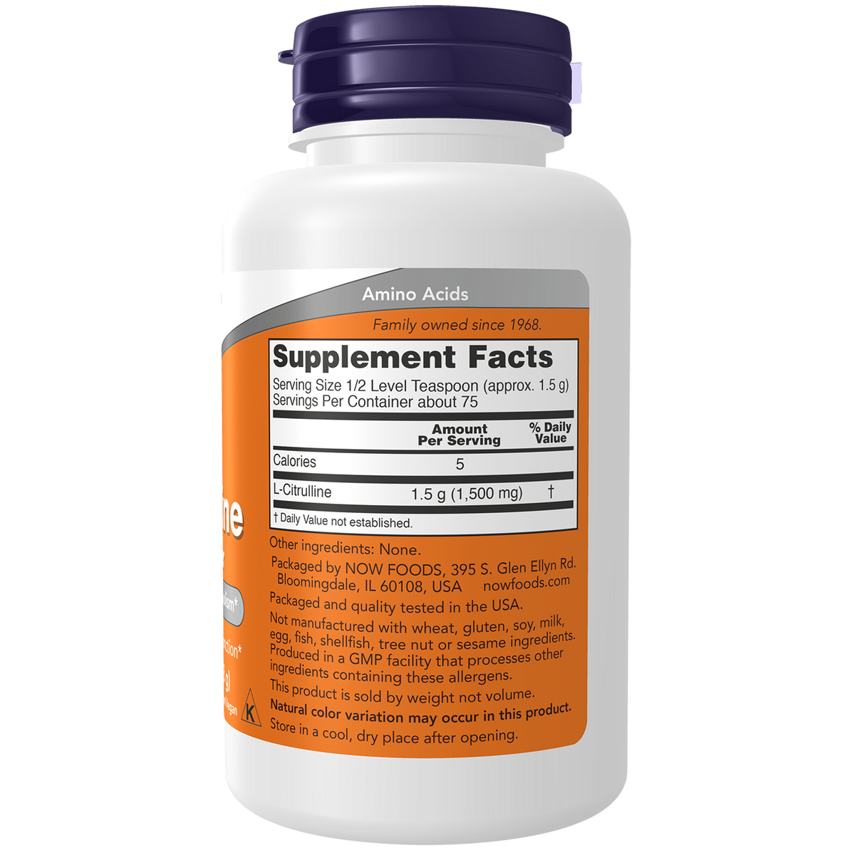 Now Foods L-Citrulline en poudre 113 g - vue de droite