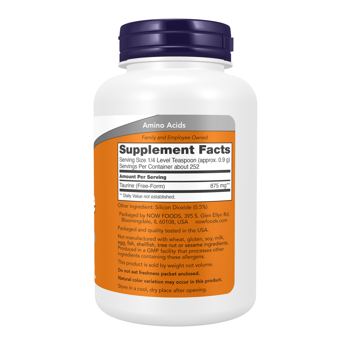 Now Foods Taurine en poudre - vue de droite