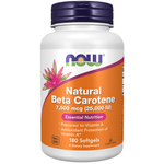 NOW Foods Bêta-Carotène Naturel 7 500 µg (25 000 UI) — 180 capsules