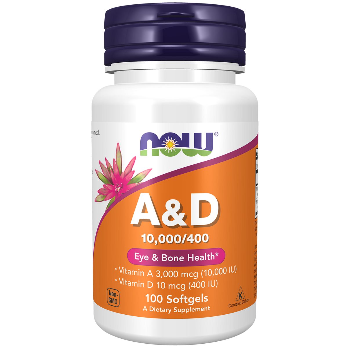 Now Foods Vitamine A et D, flacon de 100 capsules