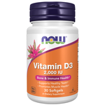 Now Foods Vitamine D3 2000 UI, flacon de 30 capsules