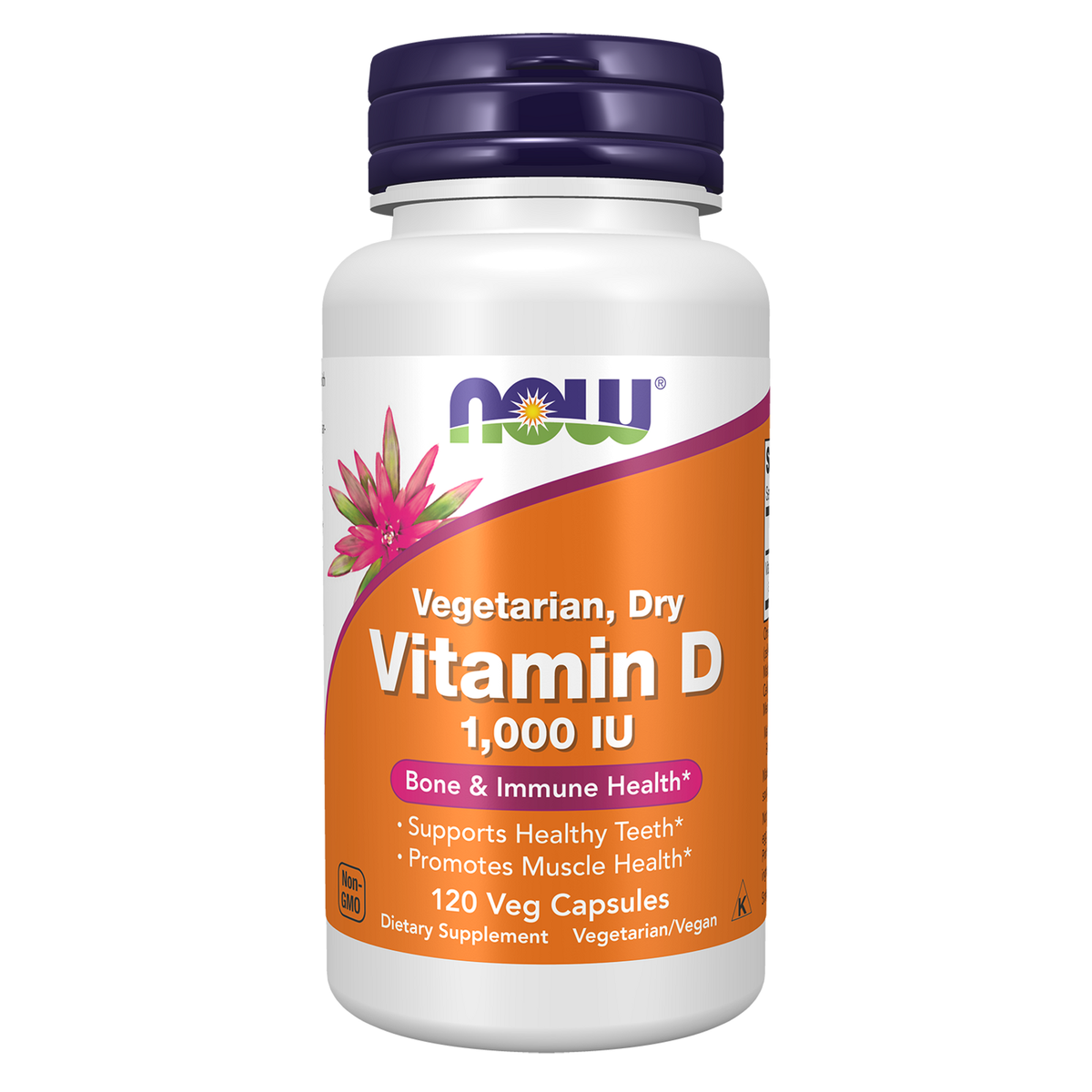 Now Foods Vitamine D2 1000 UI vegan, flacon de 120 gélules