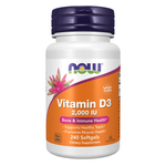 Now Foods Vitamine D3 2000 UI, flacon de 240 capsules
