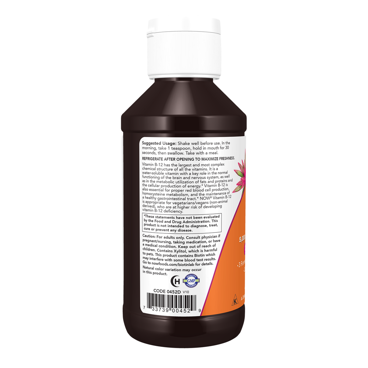 Now Foods B-12 Ultra liquide - vue de gauche