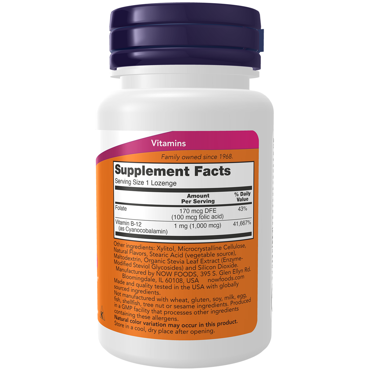 Now Foods Vitamine B12 1000 mcg pastilles - vue de droite