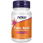 NOW Foods Acide folique 800 µg avec vitamine B12 250 comprimés