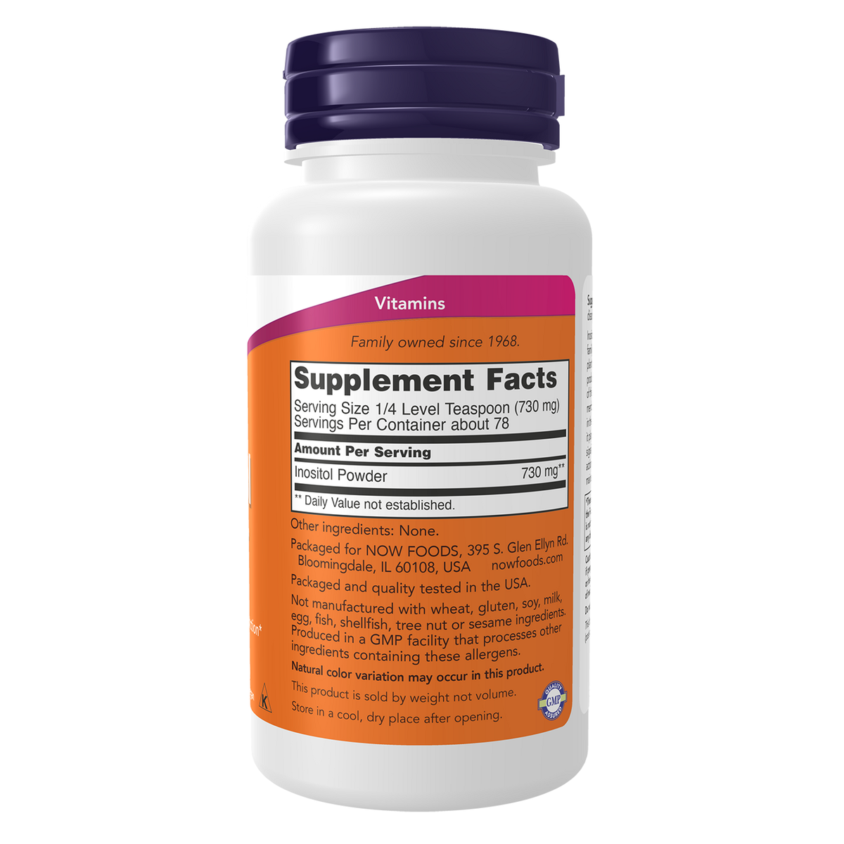 Now Foods Inositol en poudre - vue de droite