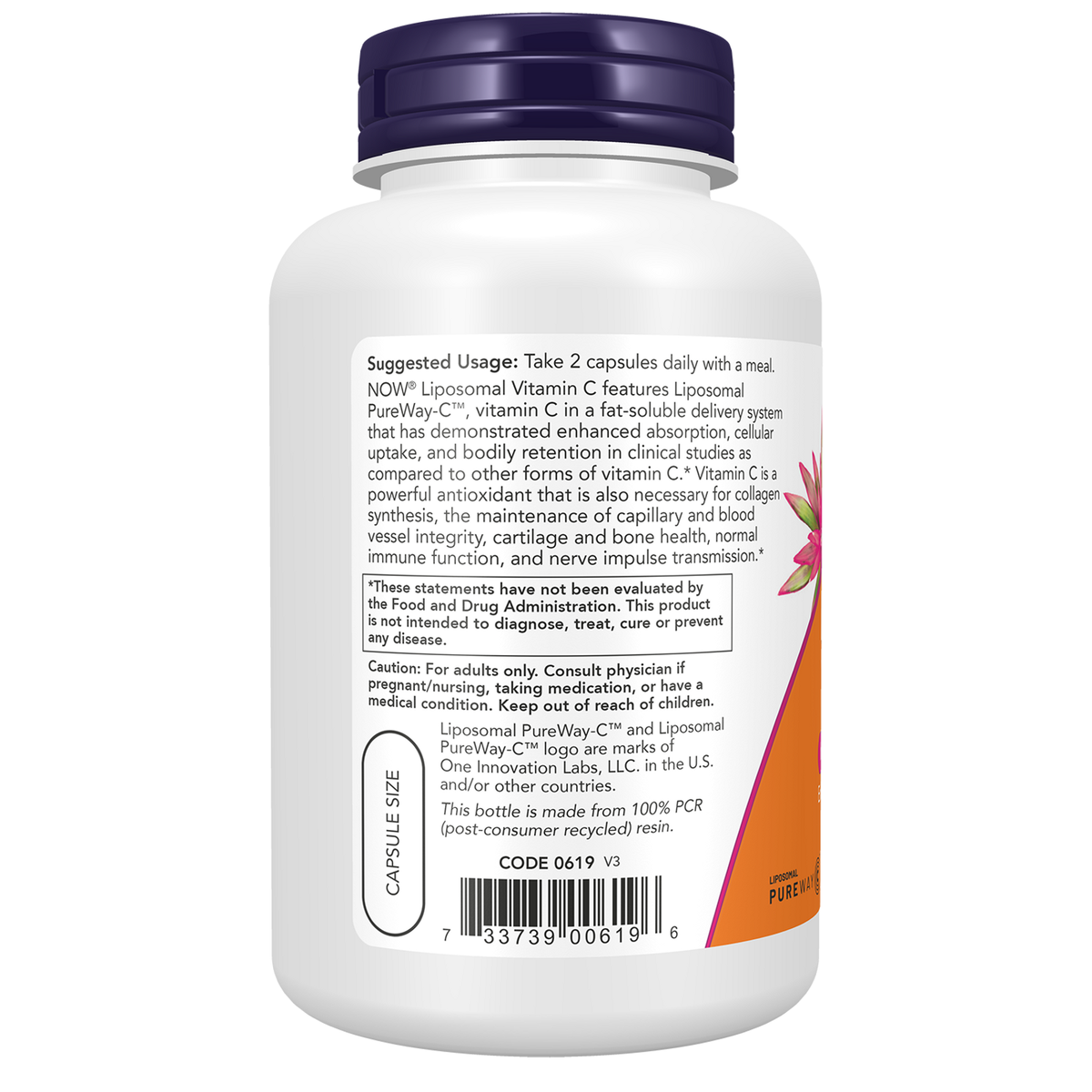 Now Foods Vitamine C liposomale - vue de gauche