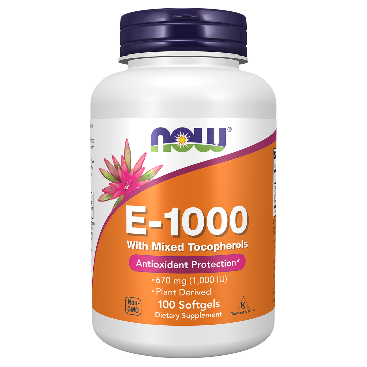 NOW Foods Vitamine E-1000 avec Tocophérols Mixtes — 100 capsules