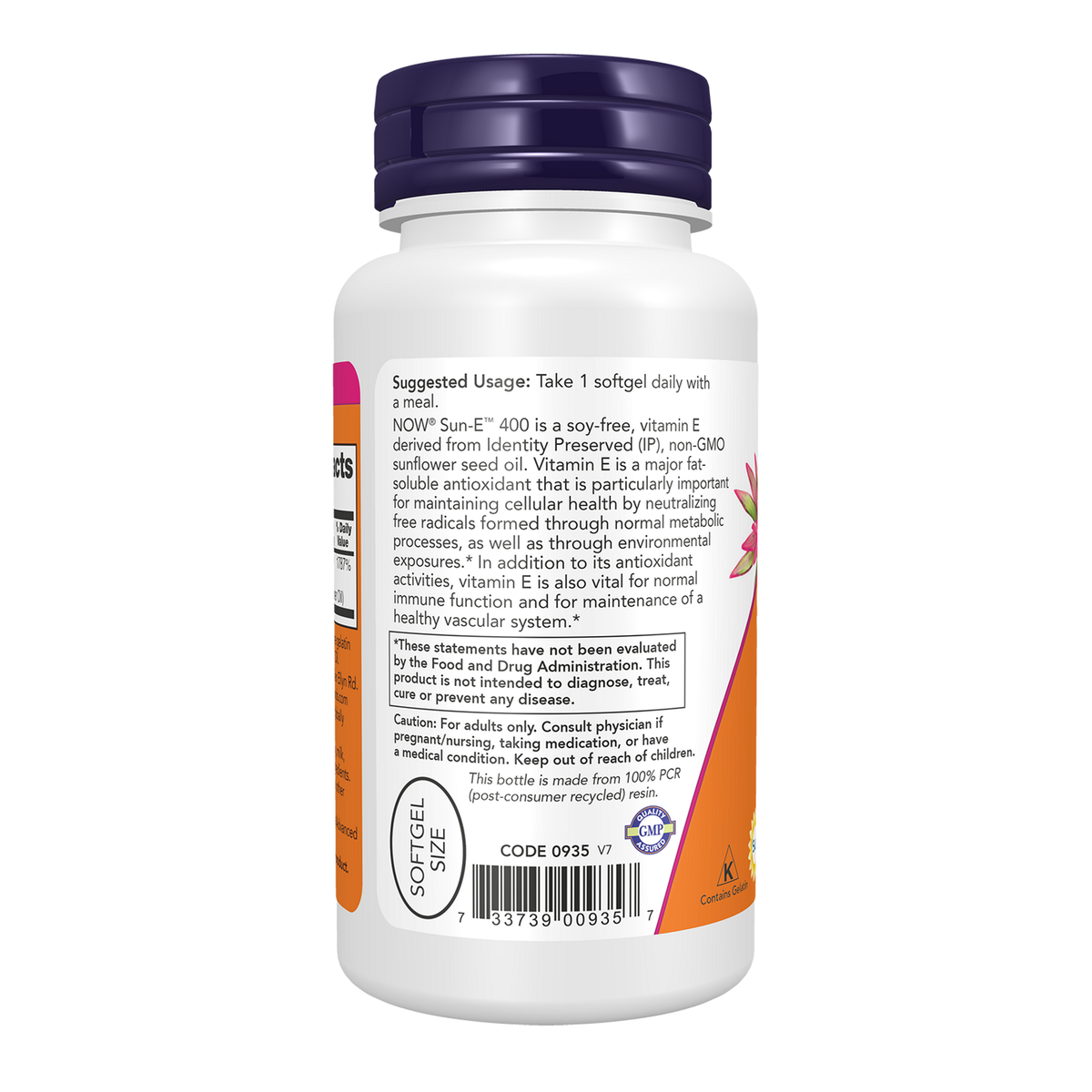 Now Foods Sun-E 400 tournesol - vue de gauche