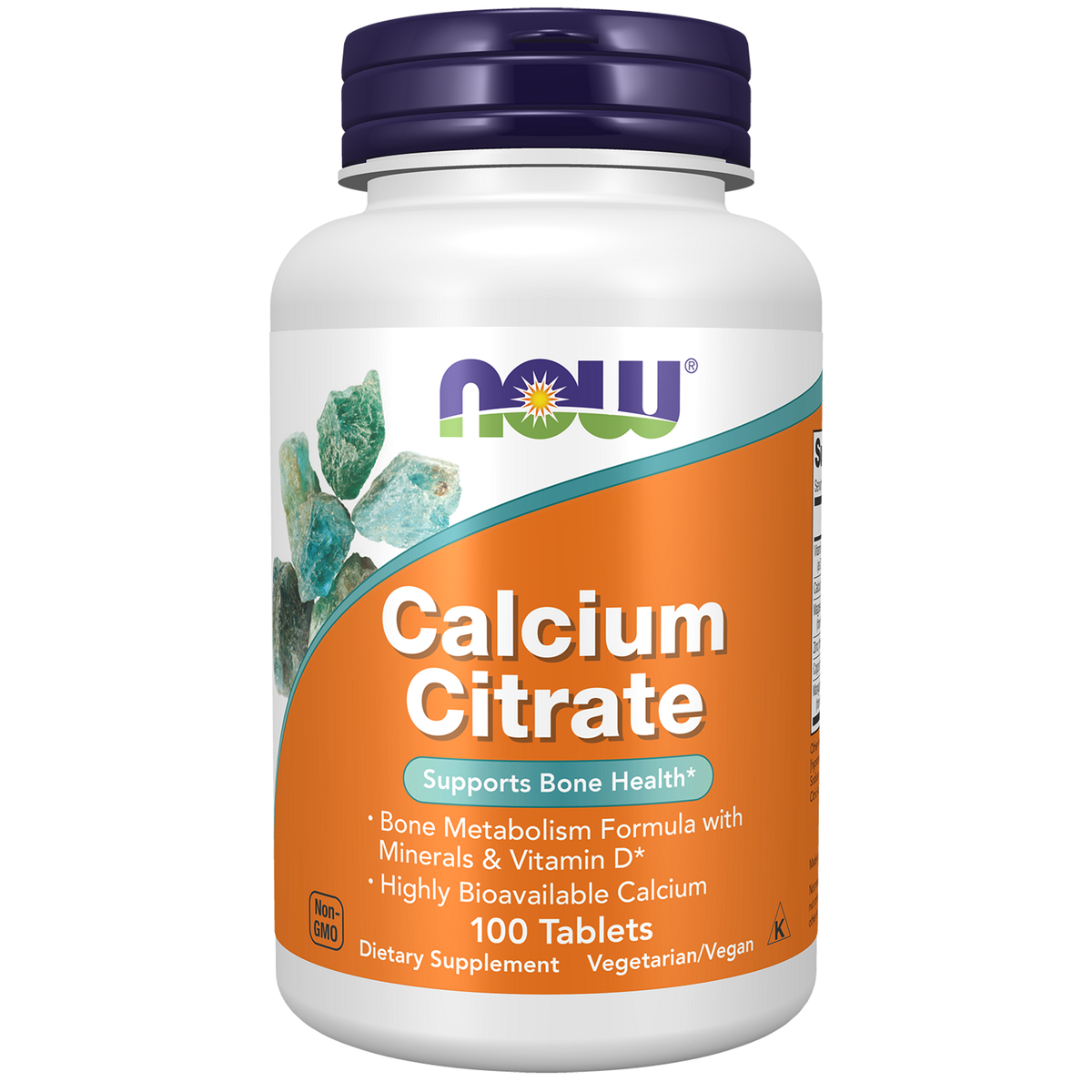 Flacon de Now Foods Citrate de Calcium Minéraux & Vitamine D, 100 comprimés