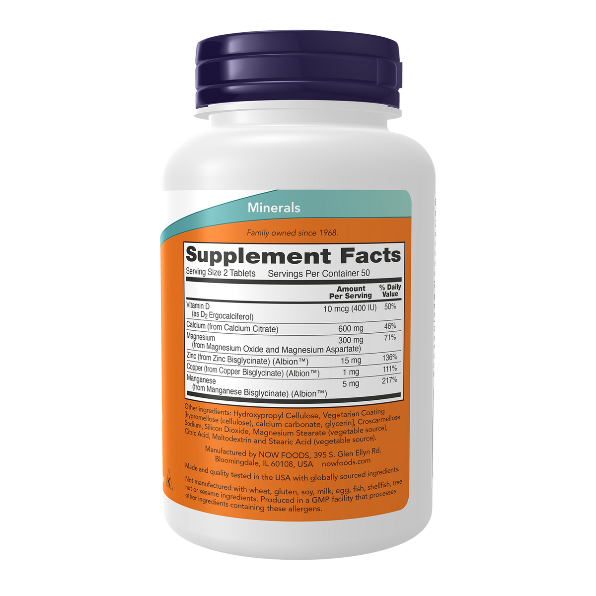 Now Foods Citrate de calcium minéraux vitamine D - vue de droite