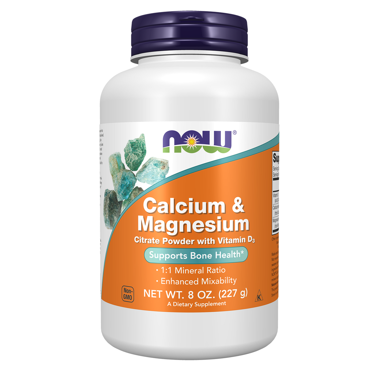 Now Foods Calcium Magnésium Citrate en poudre 227 g avec vitamine D3