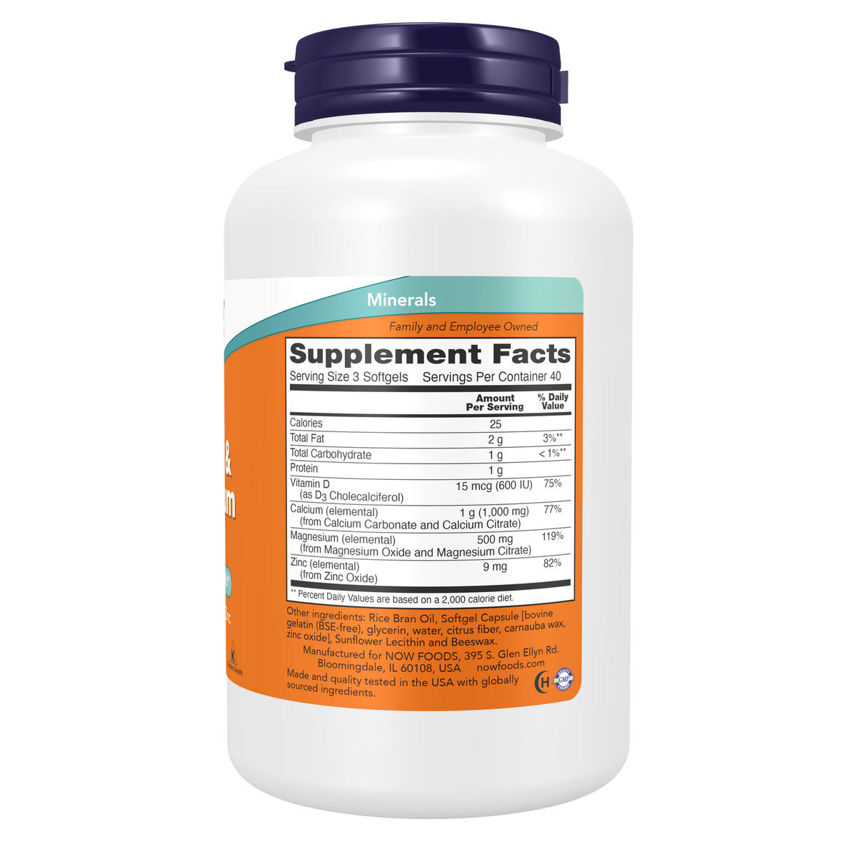 Now Foods Calcium Magnésium Softgels liste des ingrédients