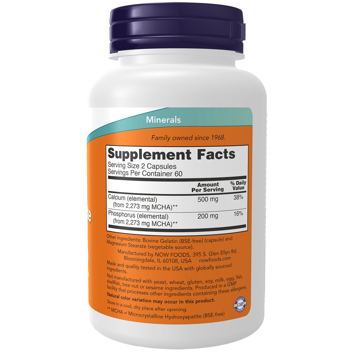 Now Foods Hydroxyapatite de Calcium liste des ingrédients