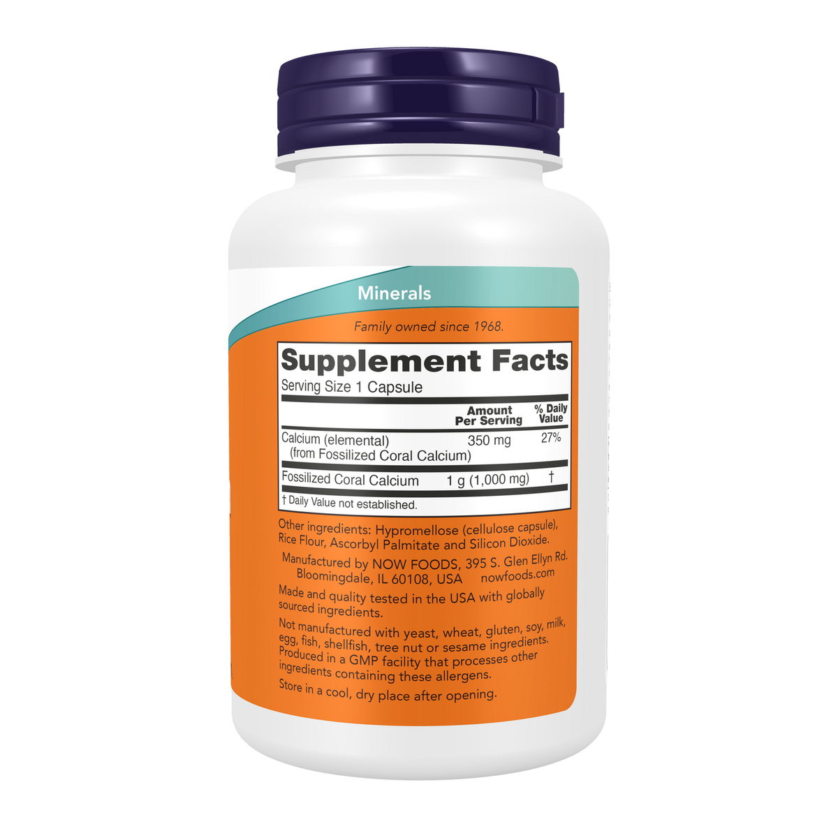 Now Foods Calcium de corail 1000 mg - vue de droite
