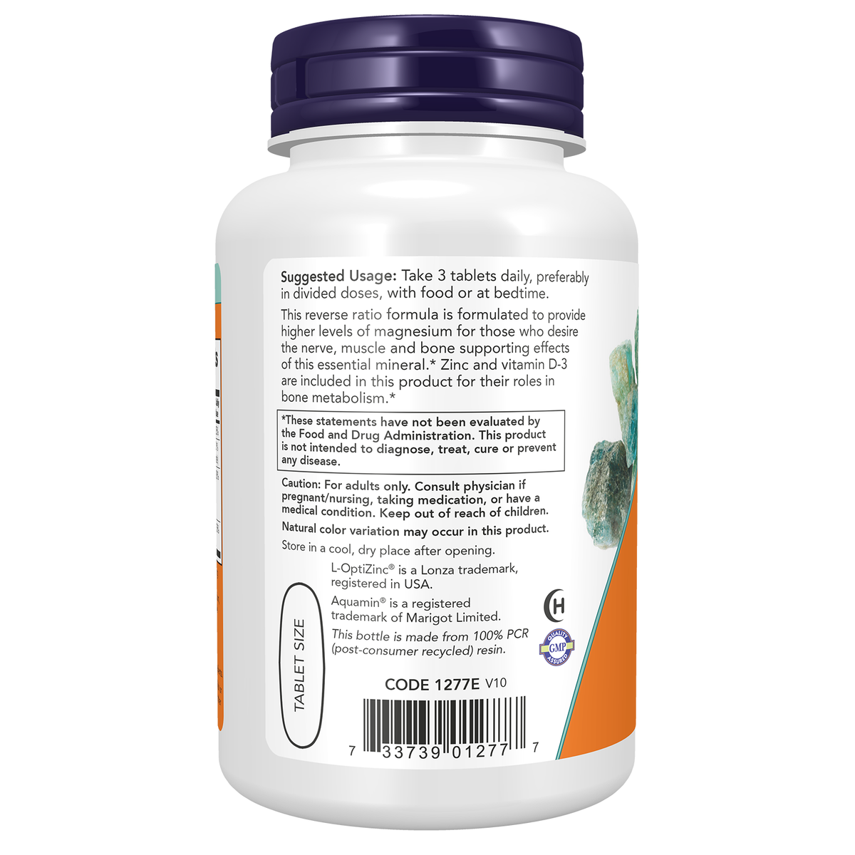 Now Foods Magnésium Calcium Zinc D3 valeurs nutritionnelles pour 3 comprimés