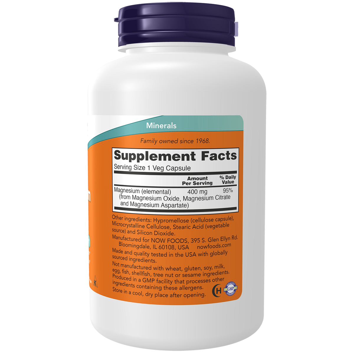 Now Foods Magnésium 400 mg liste des ingrédients