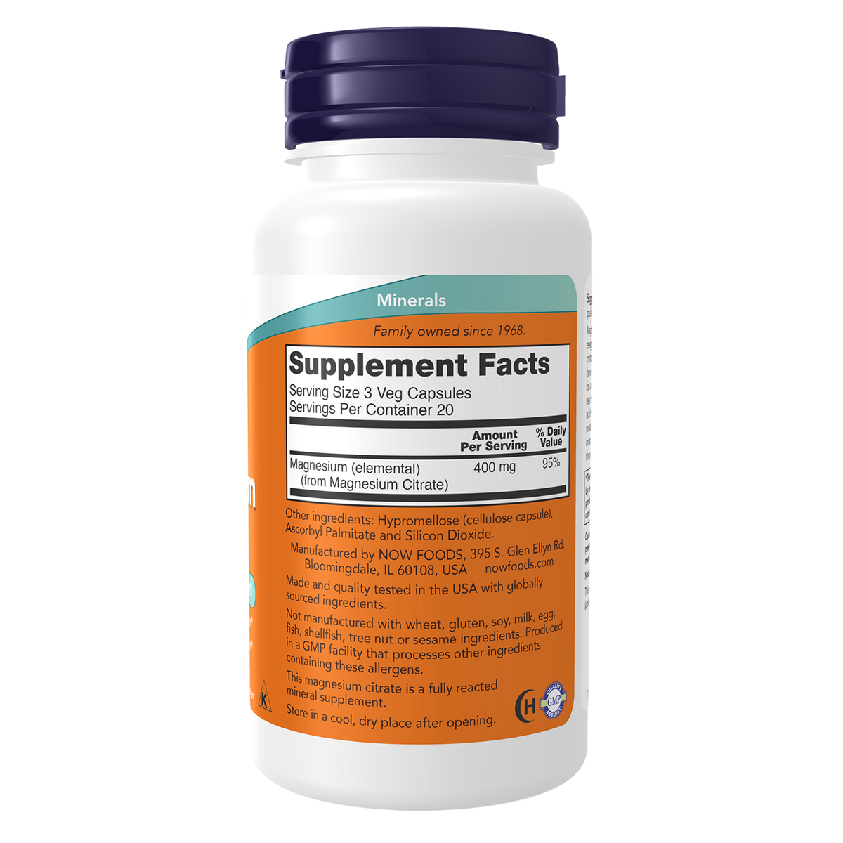 Now Foods Citrate de Magnésium liste des ingrédients