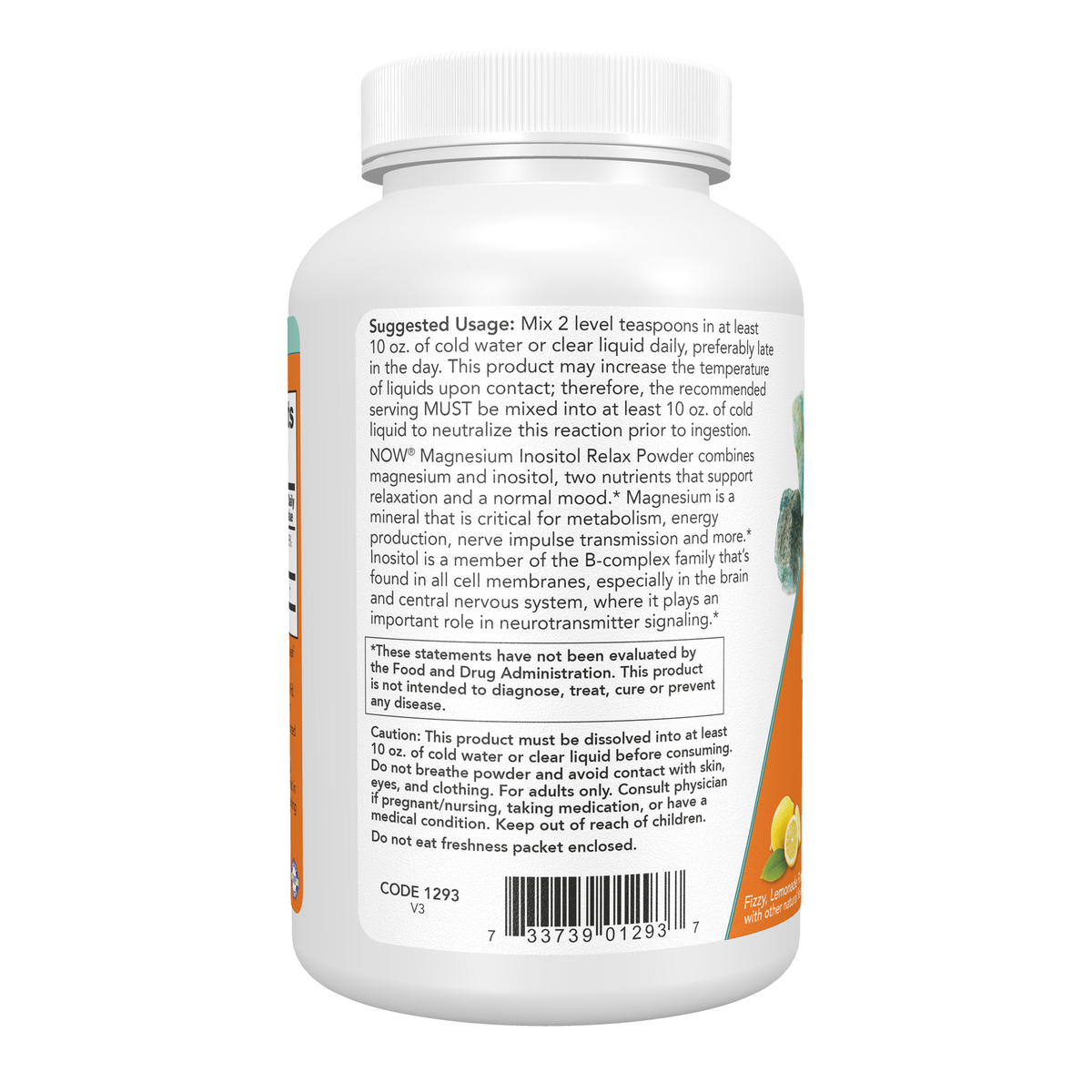 Now Foods Magnésium Inositol Relax valeurs nutritionnelles