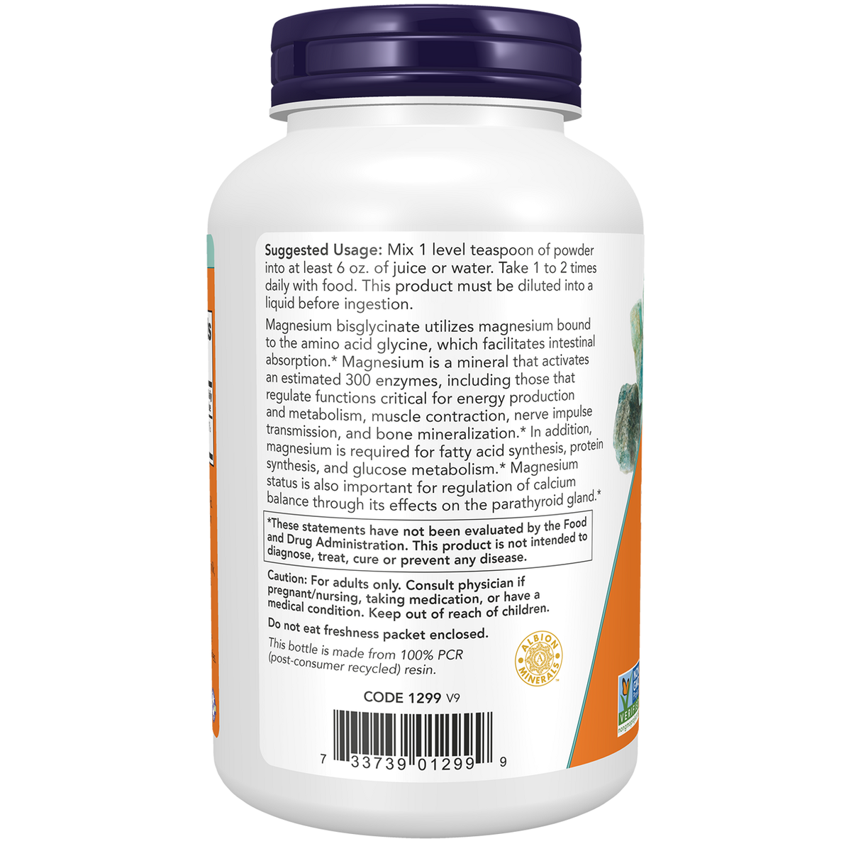 Now Foods Bisglycinate de Magnésium valeurs nutritionnelles