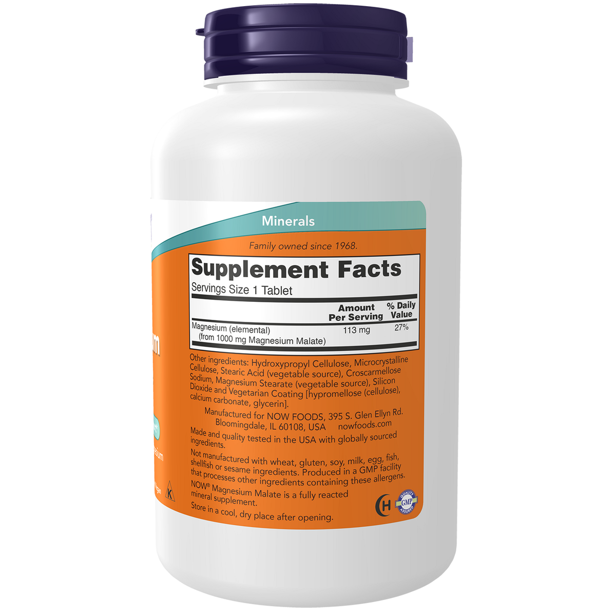 Now Foods Malate de Magnésium 1 000 mg liste des ingrédients