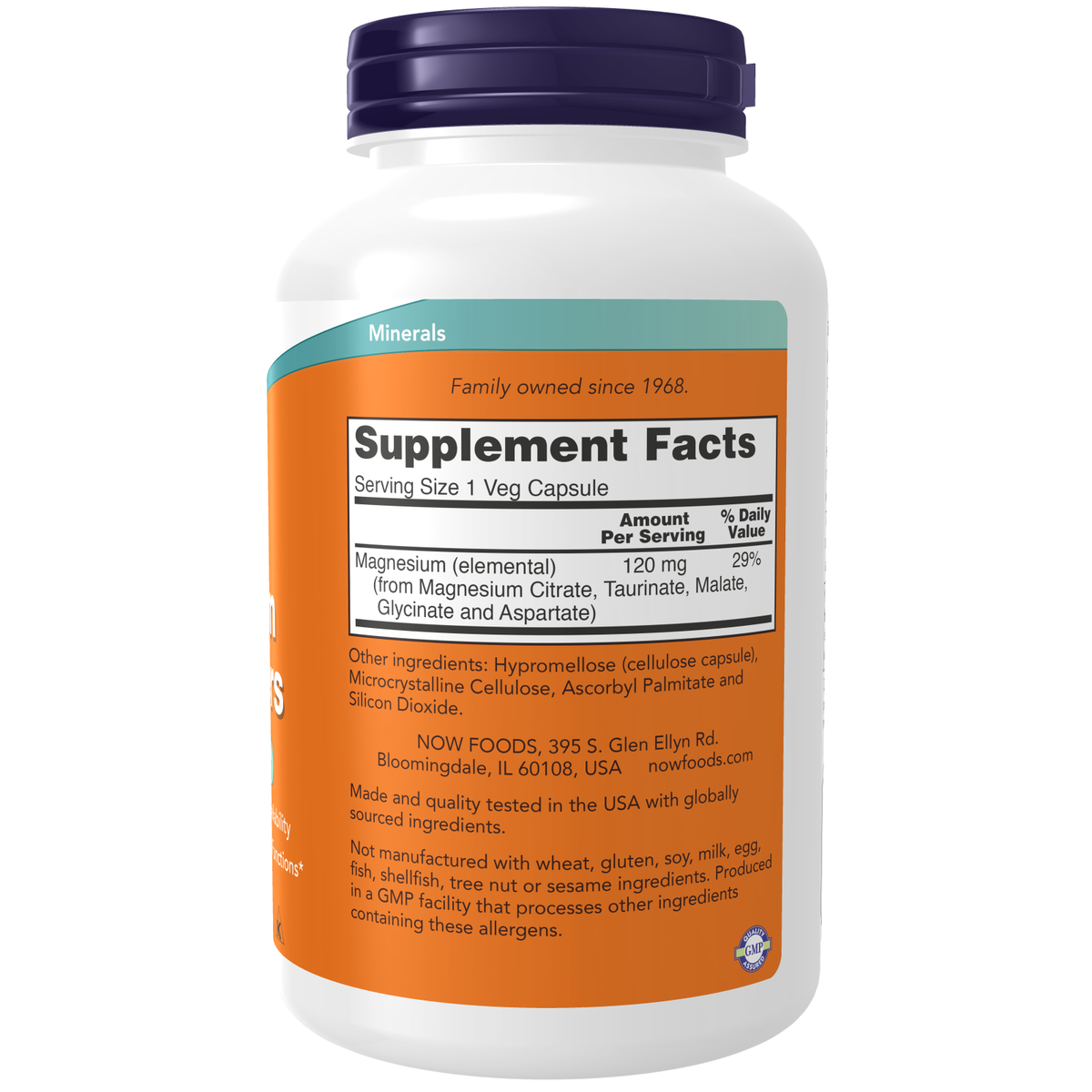 Now Foods Magnesium Transporters valeurs nutritionnelles par capsule