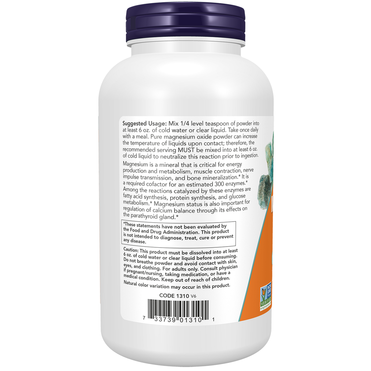 Now Foods Oxyde de Magnésium poudre valeurs nutritionnelles