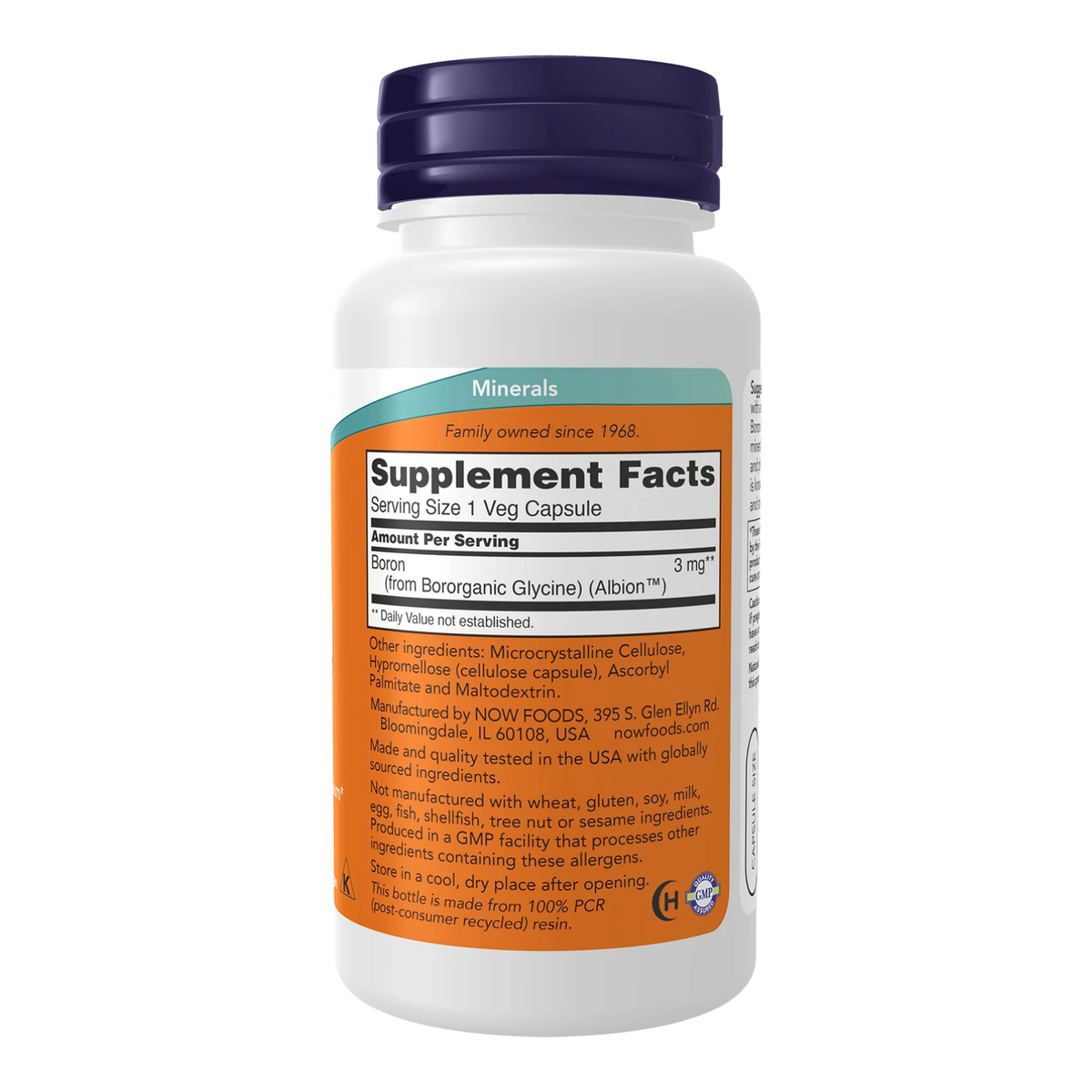 Now Foods Bore 3 mg Albion Bororganic - vue de droite
