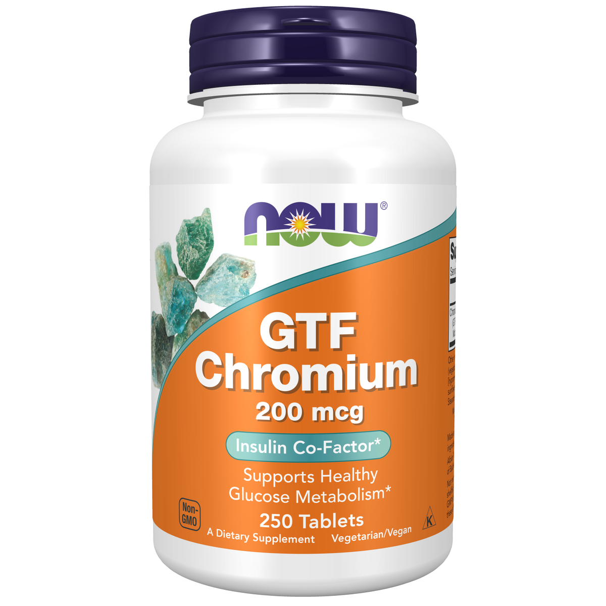 Now Foods GTF Chromium 200 µg, flacon de 250 comprimés