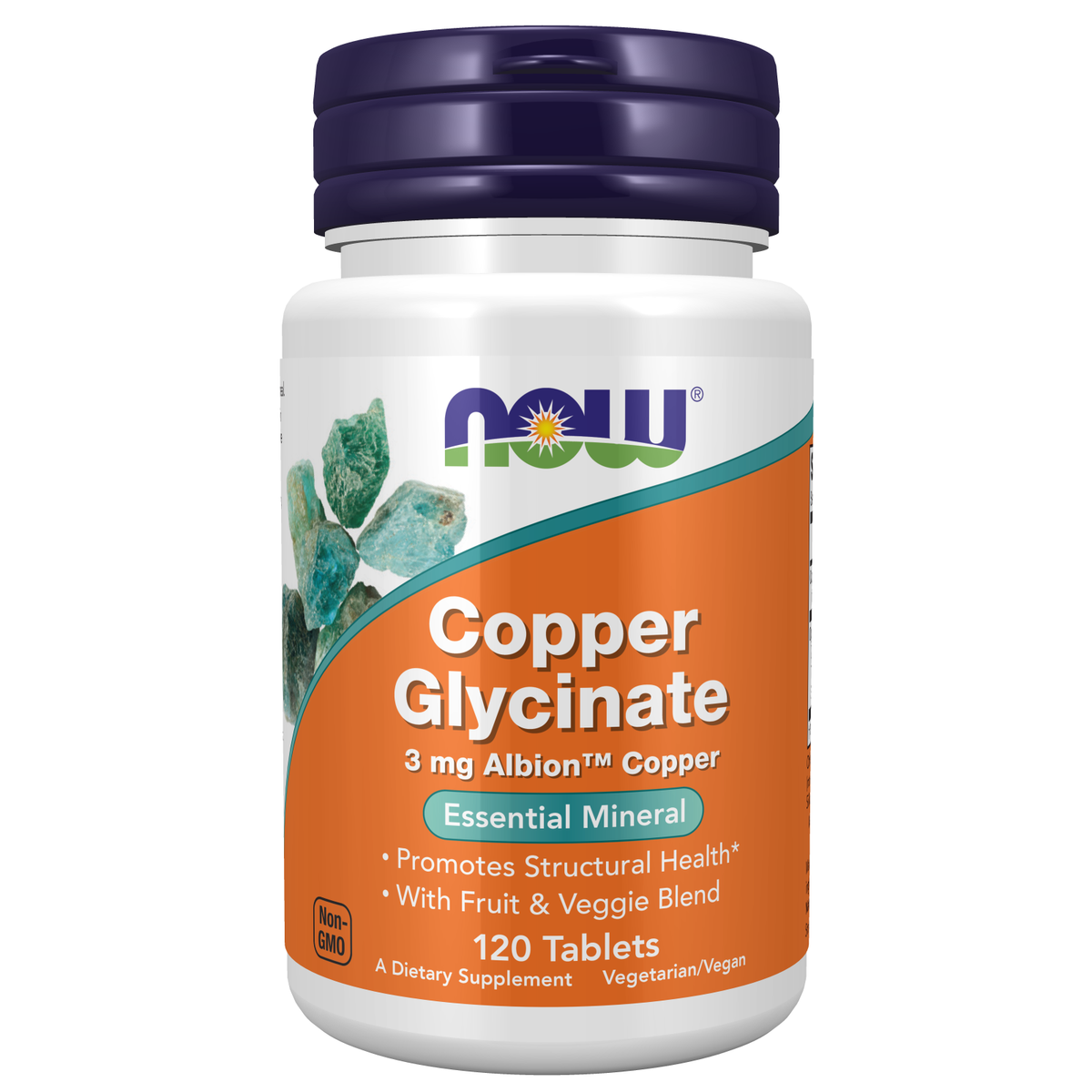 Now Foods Bisglycinate de Cuivre 3 mg, flacon de 120 comprimés