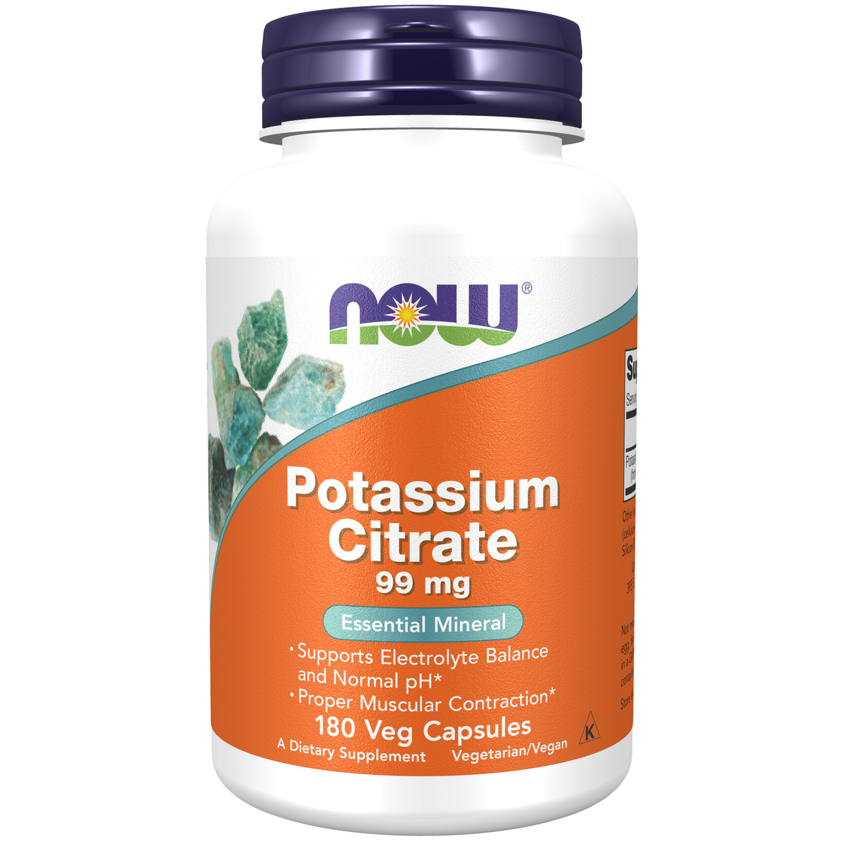Now Foods Citrate de Potassium 99 mg, flacon de 180 gélules végétales